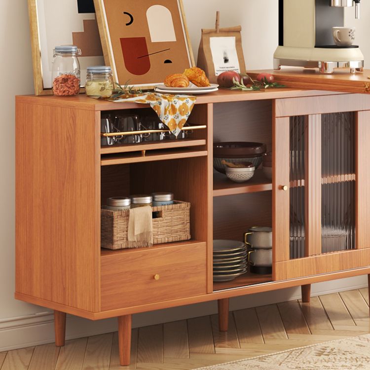 Modern Folding Wood Dining Table with Storage Rectangle Wooden Top