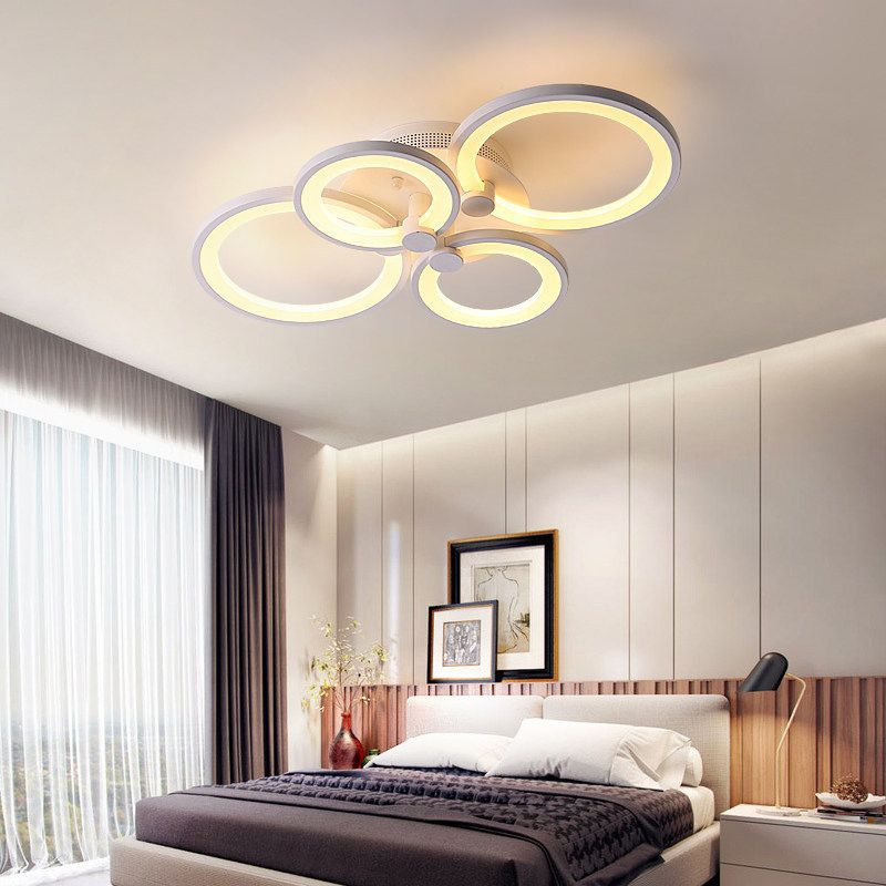 Modern Circular Shade LED Indoor Ceiling Light with Acrylic Shade Semi Flush Mount