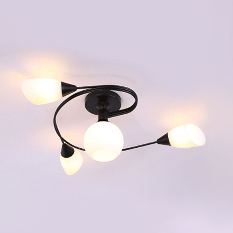 Plafonnier semi-encastré en verre noir, plafonnier géométrique en fer de Style moderne pour le salon