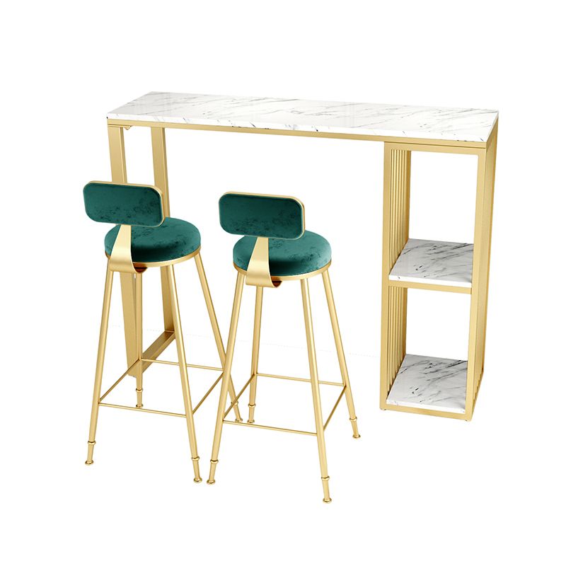 Modern 1/3 Pieces Bar Table Set Rectangle Stone Counter Table with High Stools for Kitchen