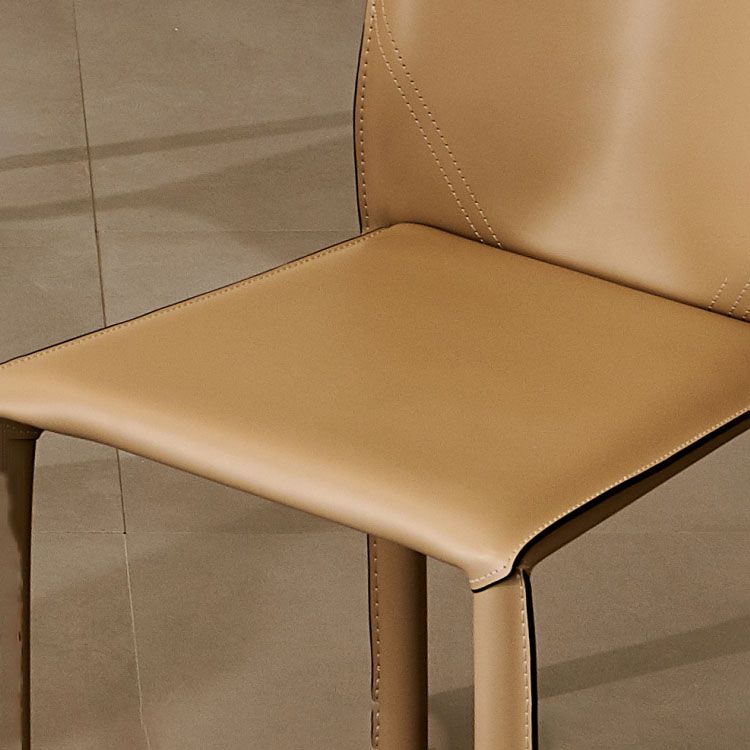 Contemporary Leather Dining Chair Armless Solid Back Chair for Home Use