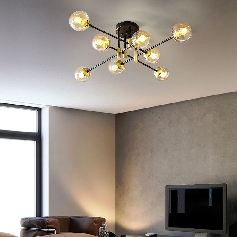 Plafonnier Globe en verre, Style créatif moderne, en fer galvanisé, montage Semi-encastré pour chambre à coucher