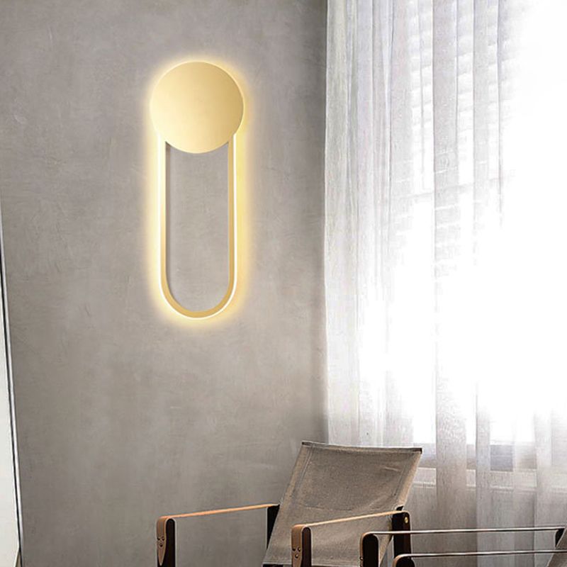 Modern Ellipse Wall Mount Lighting Metallic Wall Mounted Lighting for Living Room