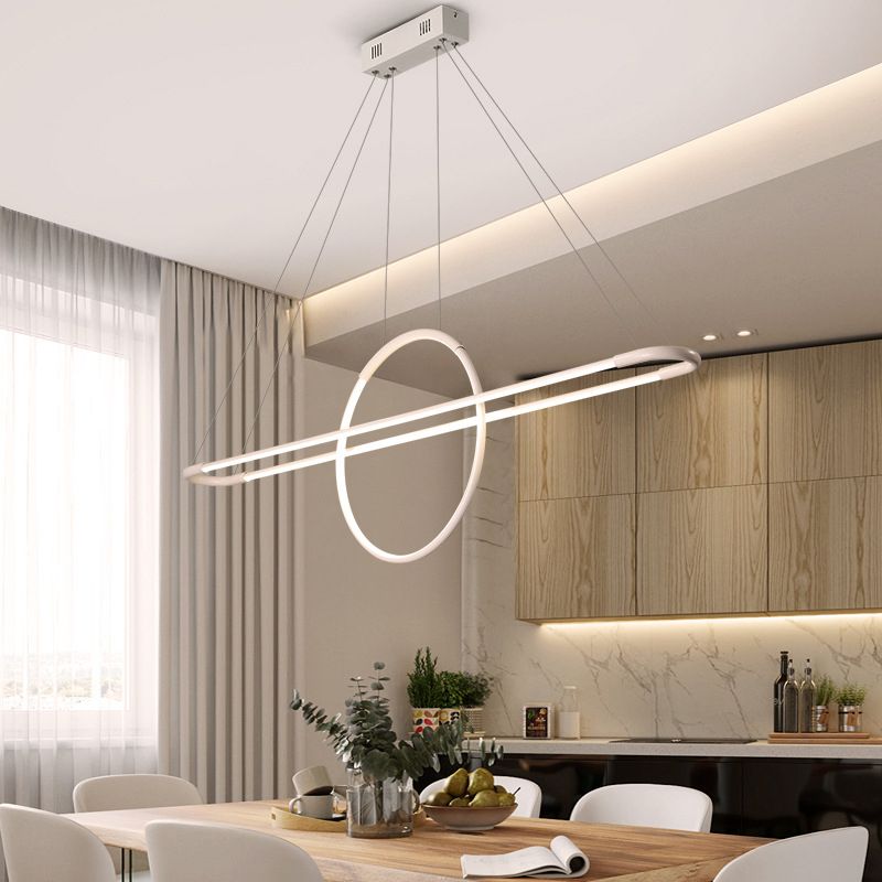 Artistic Geometric Shaped Island Light Fixture Metal Dining Room LED Ceiling Pendant Light