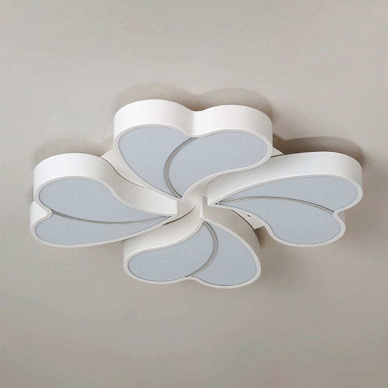 White Floral Flushmount Ceiling Lamp Modern Style Metal LED Flush Mount Lighting for Bedroom