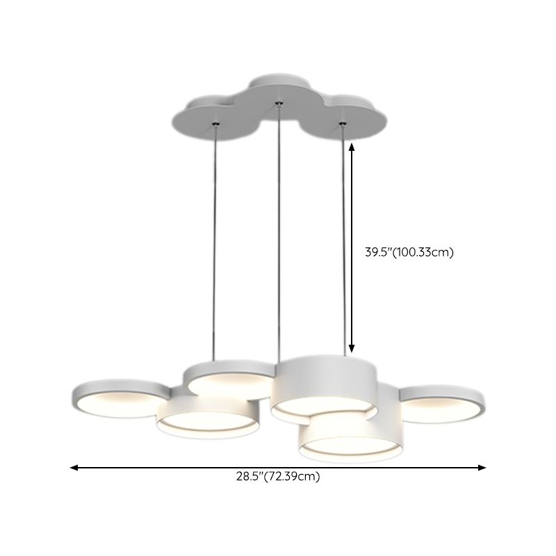 White Island Lamp Modern LED Island Hanging Light with Acrylic Shade for Bedroom