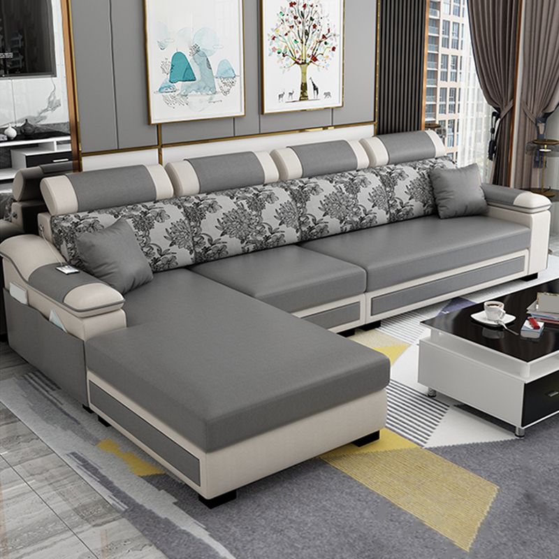 110.23" L Modern Sectional Stain-Resistant Faux leather Sectional