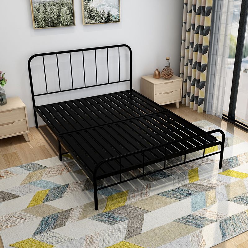 Modern Rectangular Headboard Bed Open-Frame Bed With Metal Legs