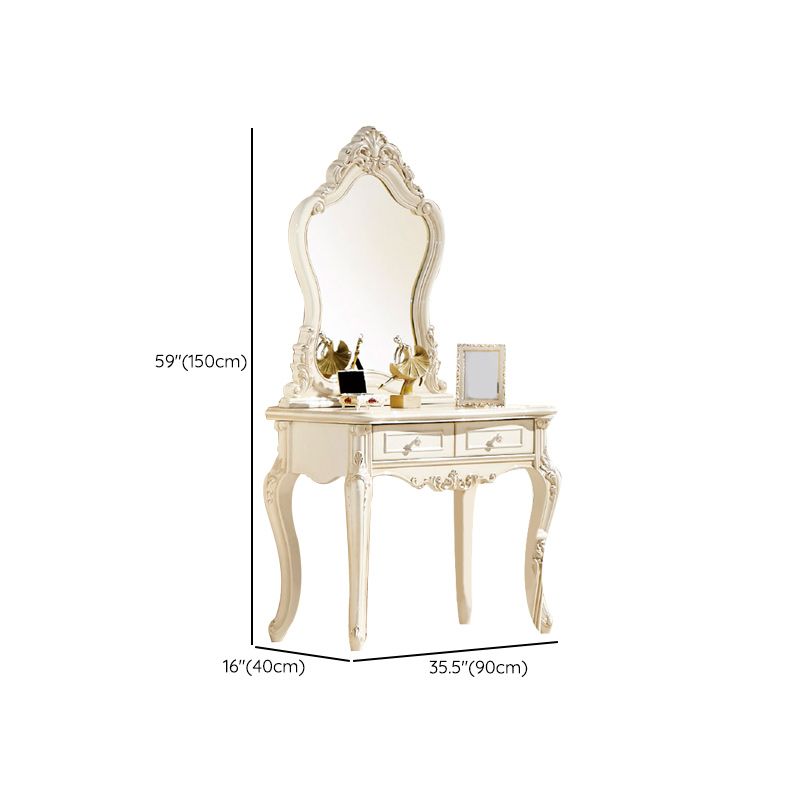 Victorian Solid Wood Vanity Dressing Table with Drawers Mirrored Makeup Vanit