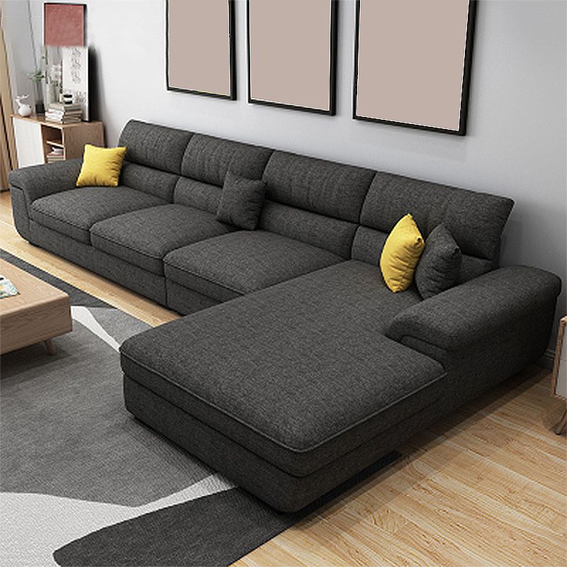 High Back Pillow Top Arm Sectional Left Hand Facing Sofa and Chaise with Slipcover
