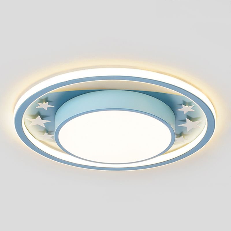 Modern Style Round Shade Ceiling Light Fixtures Metal 2 Light Ceiling Mounted Lights