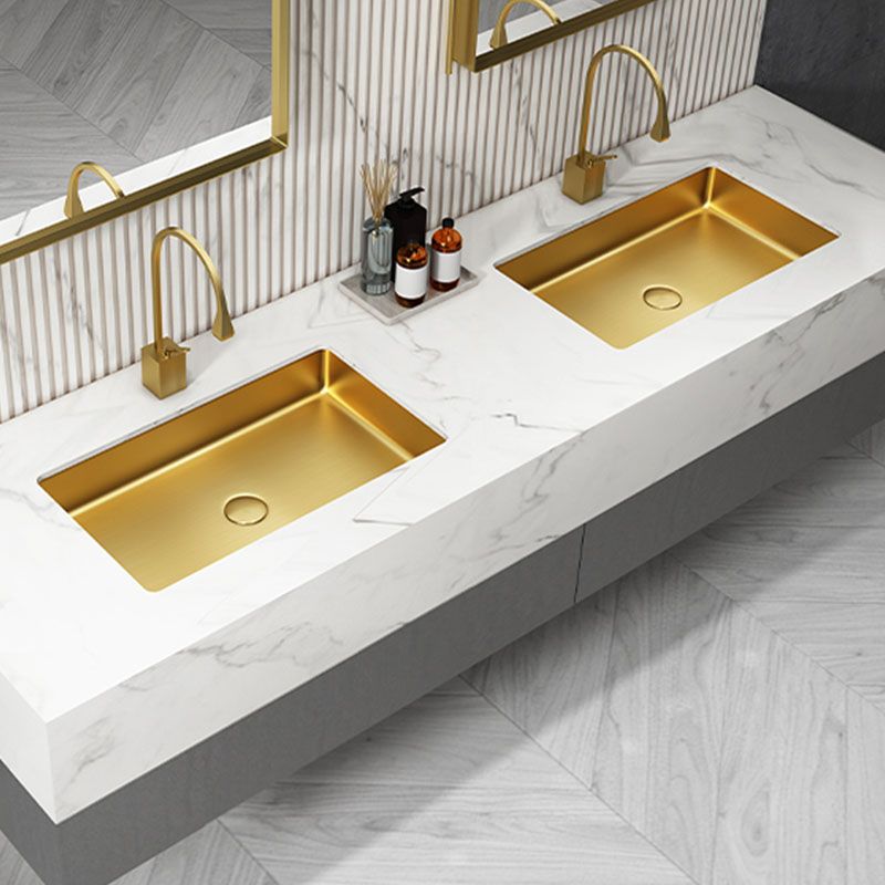 Contemporary Bathroom Sink Metal Rectangular Drop-in Bathroom Sink with Pop-Up Drain