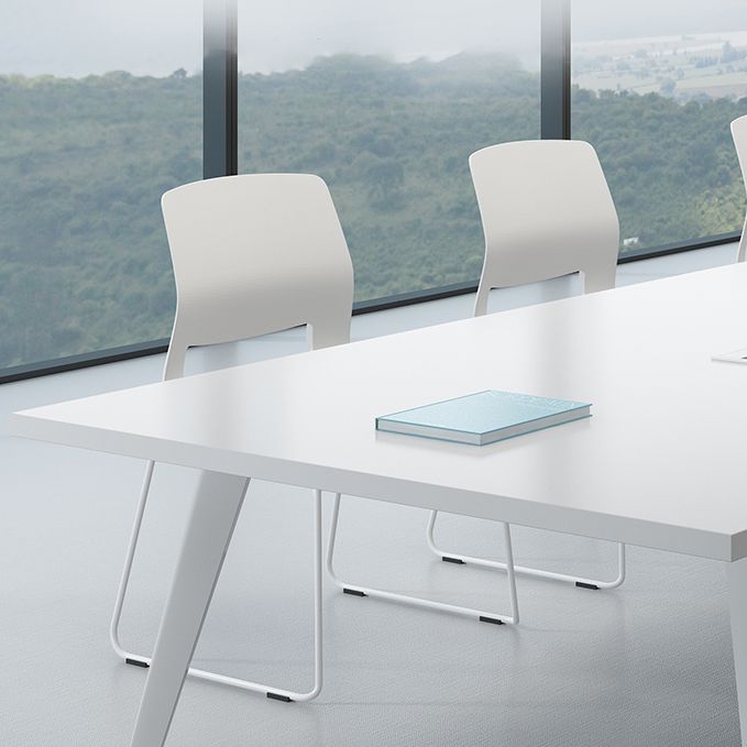 Contemporary Rectangle Dining Table Solid Wood Top Indoor Table with 4 Legs