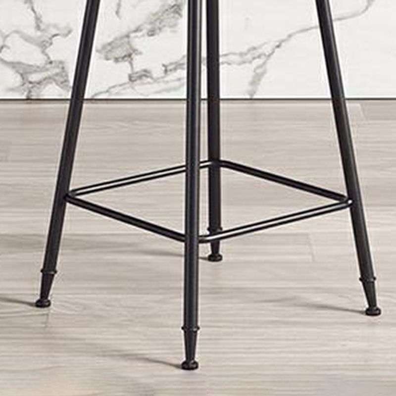 Contemporary Counter Bar Stool Backrest Velvet Bar Stool with Footrest, Iron Base