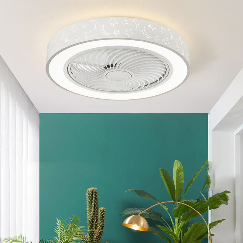 Ventola rotonda Light Light MODER MODER MODER METAL 1 Luce Luce Light in bianco