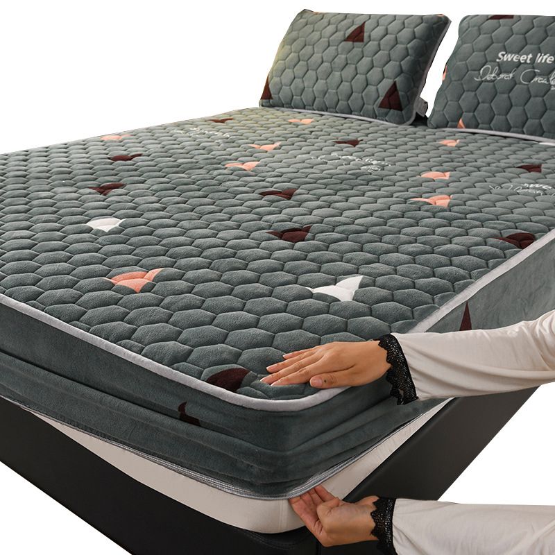 Flannel Sheet Set 1-Piece Solid Color and Geometric Breathable Bed Sheet