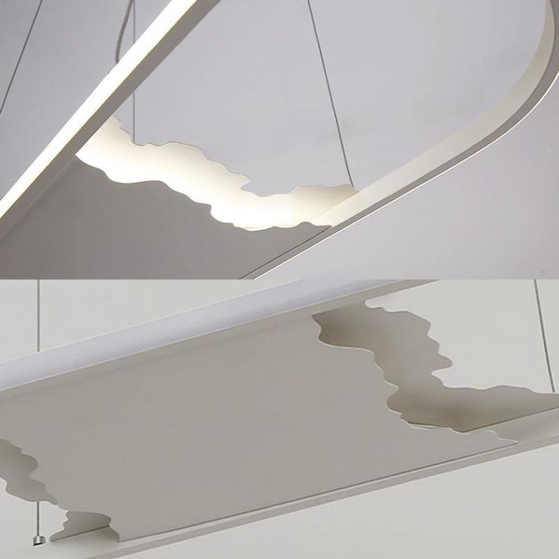 Suspension ovale de 35,5 "/ 47" de large pendentif en acrylique moderne en acrylique LED Éclairage de plafond en lumière chaude / blanc / naturel