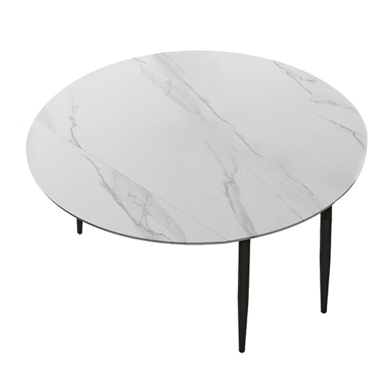 Modern Style Round 4 Legs Table Stone Dining Room Home Furniture with Drop-Leaf