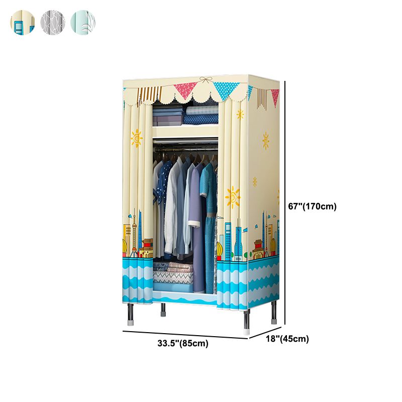 Contemporary Style Wardrobe Metal 1-Door Wardrobe Closet With Legs