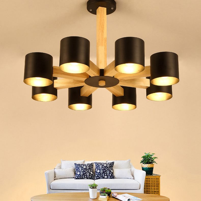 Metal Cylinder Chandelier Pendant Light Simple Style Pendant Chandelier for Living Room