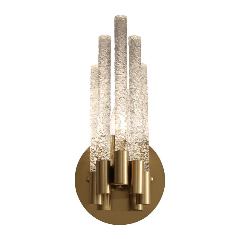 Unique Shade Multi Lights Wall Sconce Modern Style Crystal Wall Mount Light Fixture in Brass
