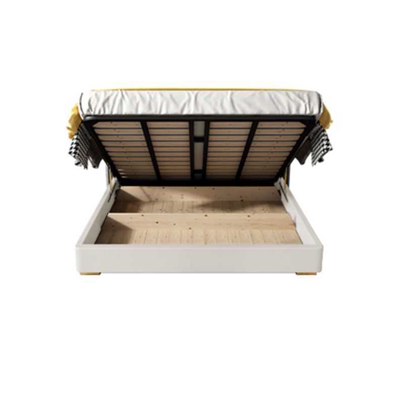 Wood and Upholstered Standard Bed Low Profile Bed with Custom Legs