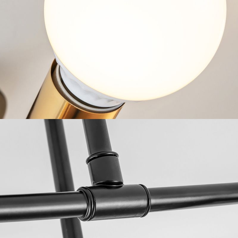 Plafonnier Semi-encastré à lignes croisées en métal nordique, 6 lumières, noir/blanc, luminaire de plafond pour chambre à coucher