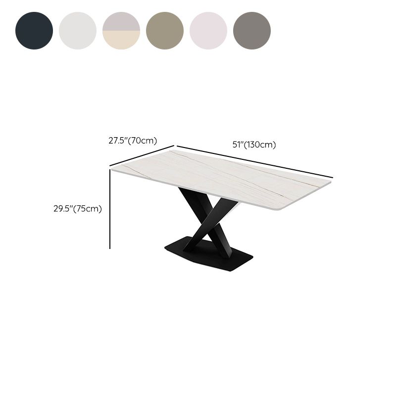 Industrial Dining Room Table Rectangle Stone Dinette Table for Dining Room