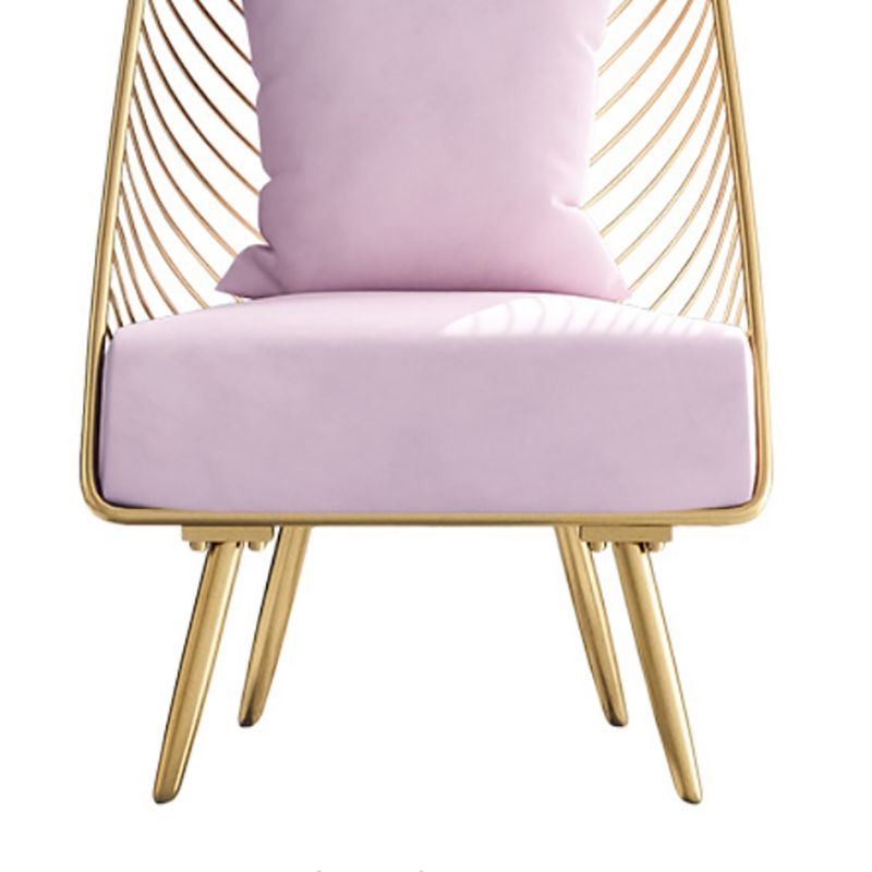 Glam Style Armless with Pillow Back Cushioned Metal Base Accent Chair