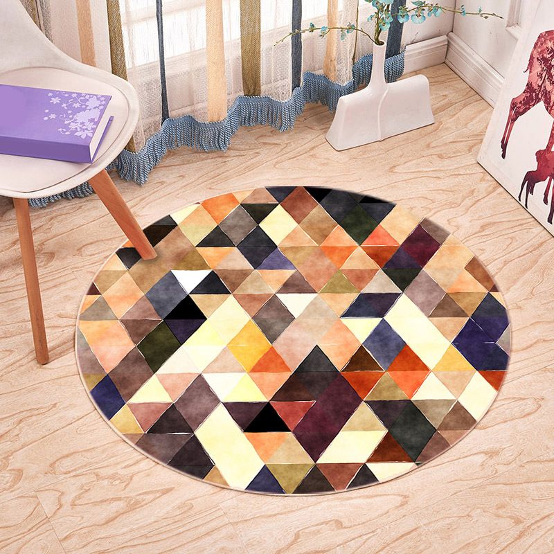 Casual Plant Printed Rug Multicolored Synthetics Area Carpet Non-Slip Backing Stain-Resistant Indoor Rug for Bedroom