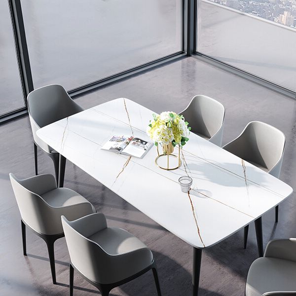 Rectangle Modern Dining Table Four-Color Fixed Table with Sintered Stone