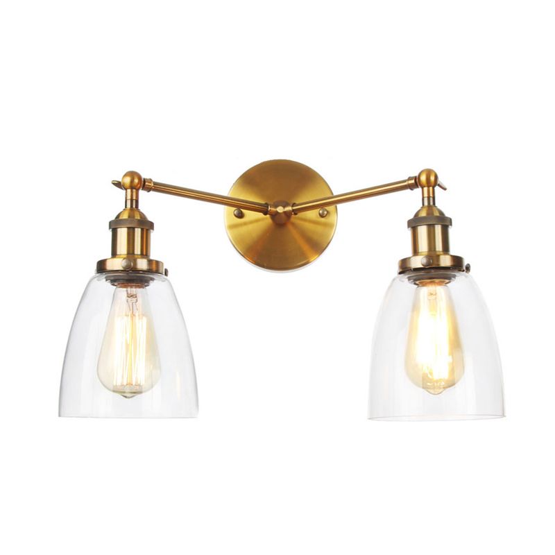 Verjüngte klare Glaswandlampe Industrie 2 Lichter Innenleuchten in Schwarz/Bronze/Messing innenleuchten