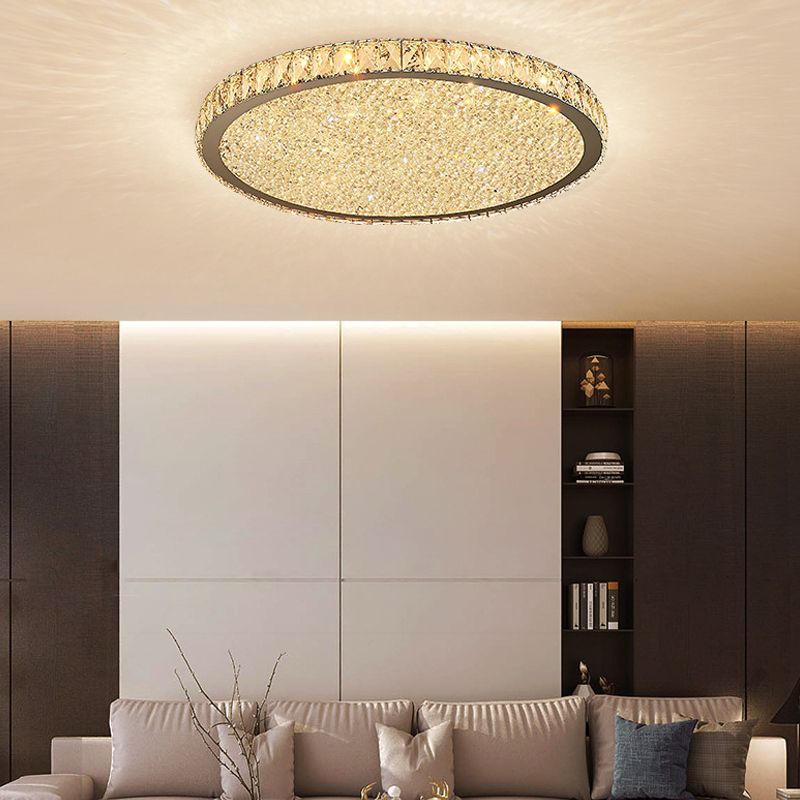 Luz circular empotrada de 8,5 "/ 14"/18 "de ancho, cristal moderno, 1 luz, lámpara de techo LED transparente/ámbar en luz cálida/blanca