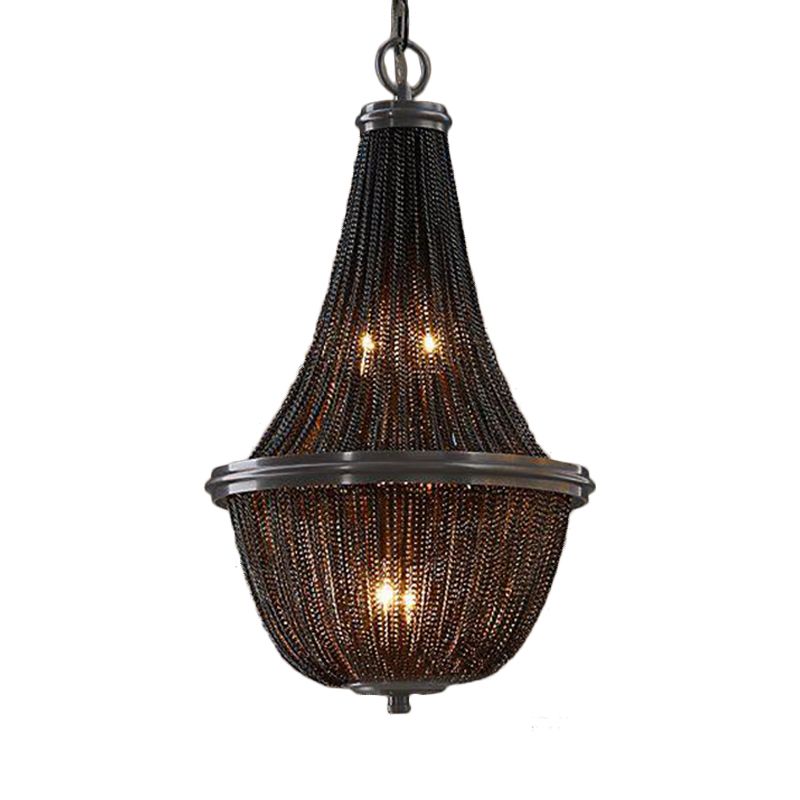 Basket Metal Chandelier Light Traditional 6/8 Lights Dining Room Suspension Pendant in Black, 13"/17"/21" Wide