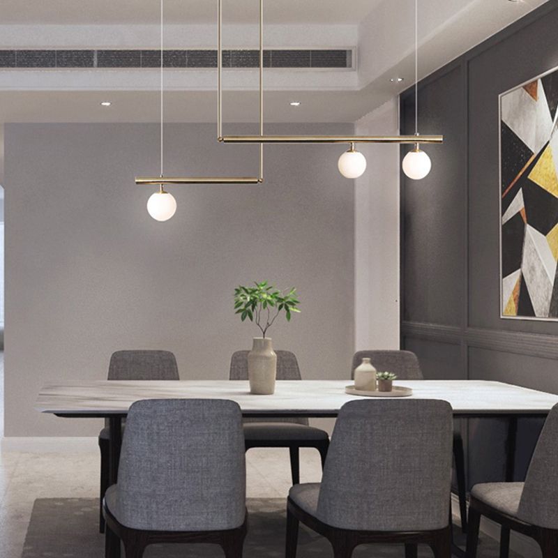 Luz de la isla de isla contemporánea Luz de techo de la isla de vidrio en oro para cocina