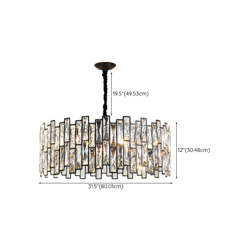 Contemporary Metal Pendant Light with Crystal Shade for Living Room