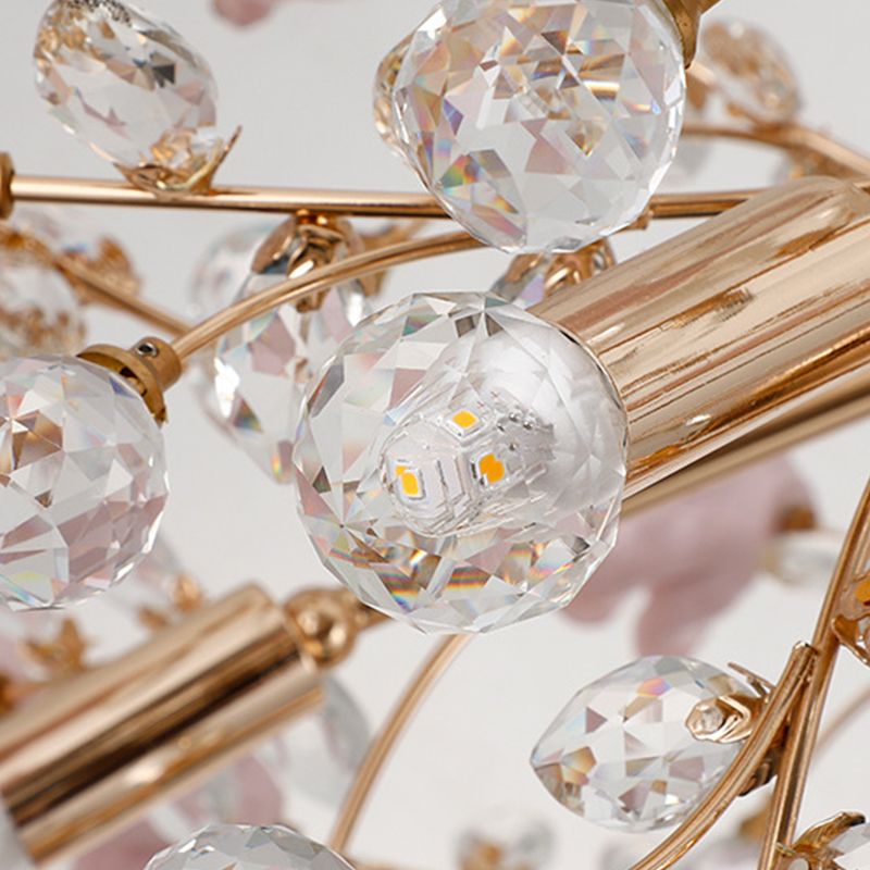 Luxe kristal kroonluchter landelijke keramische bloem woonkamer hangend licht in roze