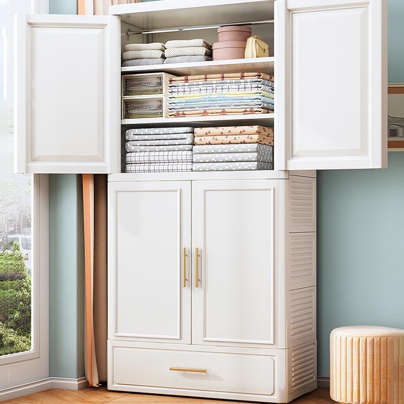 Contemporary 2-Door Wardrobe Armoire Plastic Storage Cabinet