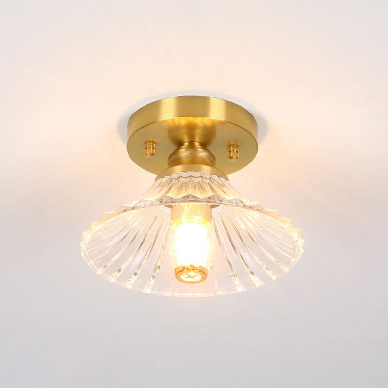 Copper Ceiling Light Modern Ceiling Mount Light with Glass Shade for Aisle