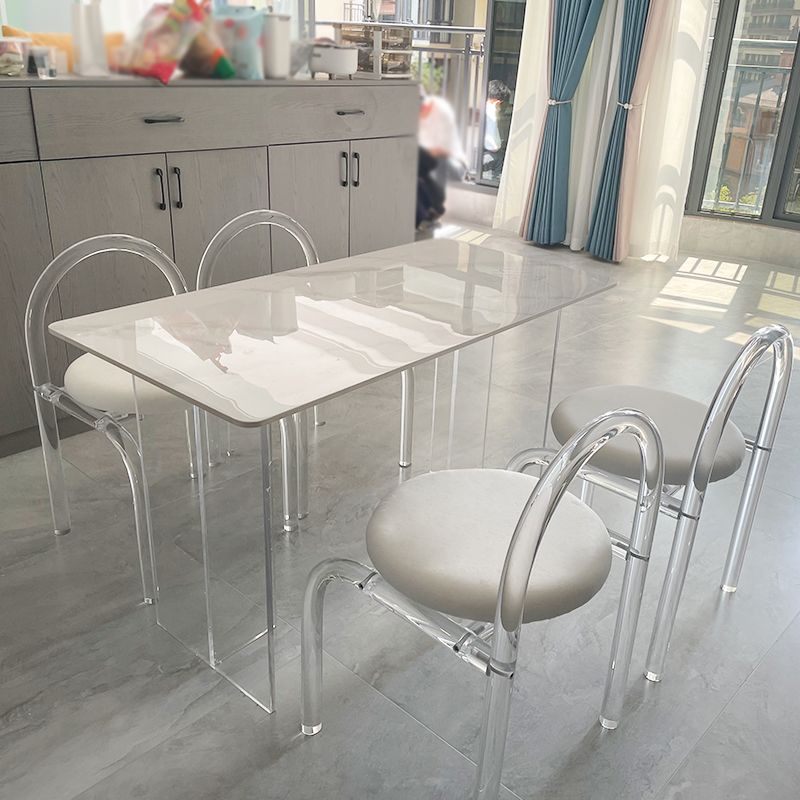 Minimalist 1/5/7 Pieces Dining Set with Cushion Chair and Double Pedestal Table Furniture