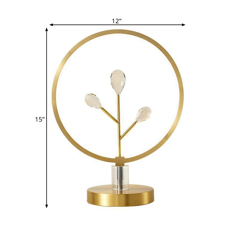 Éclairage de table à LED de lit de chevet Crystal de la lampe de nuit en laitage en laiton avec cerceau