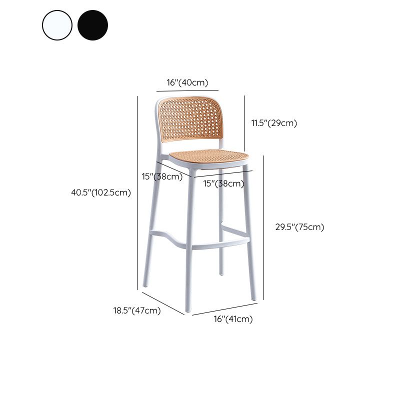Scandinavian Bar Height Low Back Stool Plastic Bar Stool in White and Black