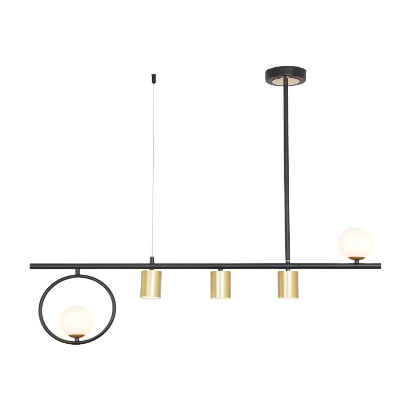 5 lustres légers du globe moderne en métal léger et îlot de verre