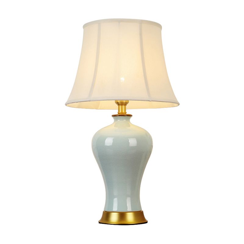 Lumière de nuit en forme d'urne à la main MODERNE Céramique 1-Bulbe Green / Green Light Table avec ombre ficto