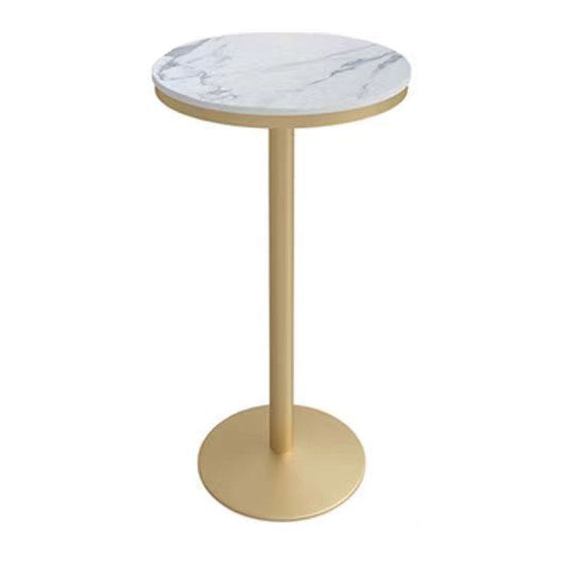 Stone Bar Dining Table Glam Round Bar Table with Pedestal for Milk Tea Shop Cafe