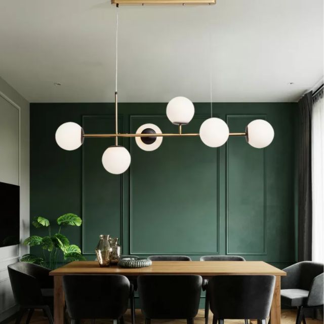 Minimalist-Style Orb Island Lighting Fixture Glass Dinning Room Island Pendant Light