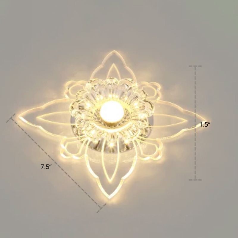 Floral Crystal LED Flushmount Lighting Contemporary Clear Flush Mount Ceiling Light für Hallway