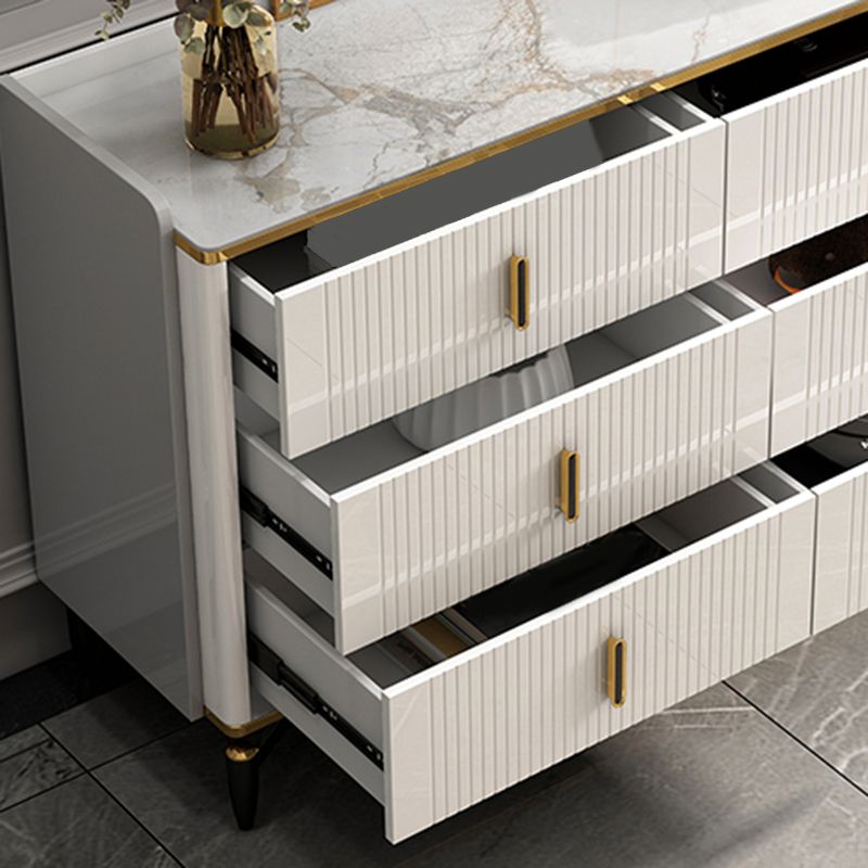 Glam Stone Storage Chest Bedroom Chest in White with Drawers