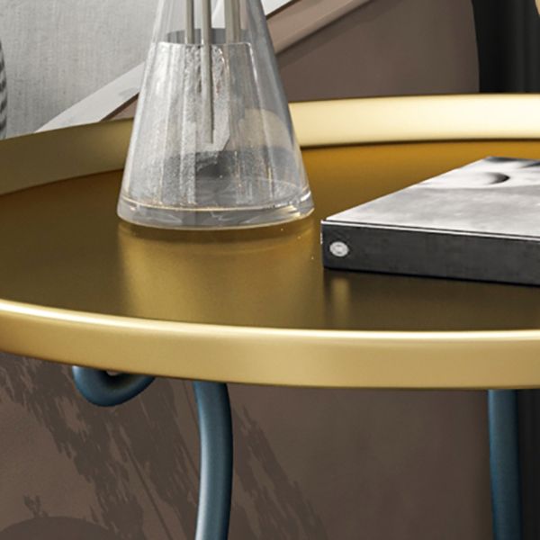 Metal Nightstand Contemporary Stone Top Night Table with Shelves