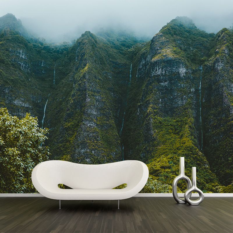 Huge Mountain Wall Mural Wallpaper Modern Style Mildew Resistant Wall Covering